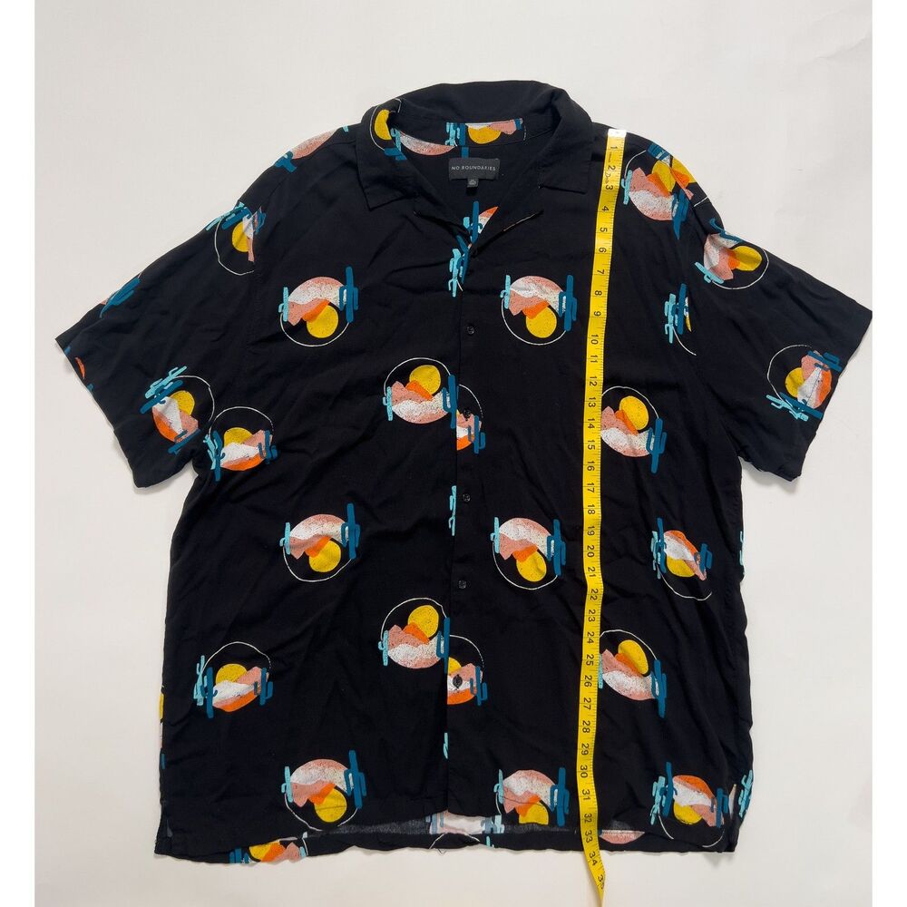 No Boundaries Black Cactus Shirt Men 3XL Desert Southwest Nature Hawaiian Camp